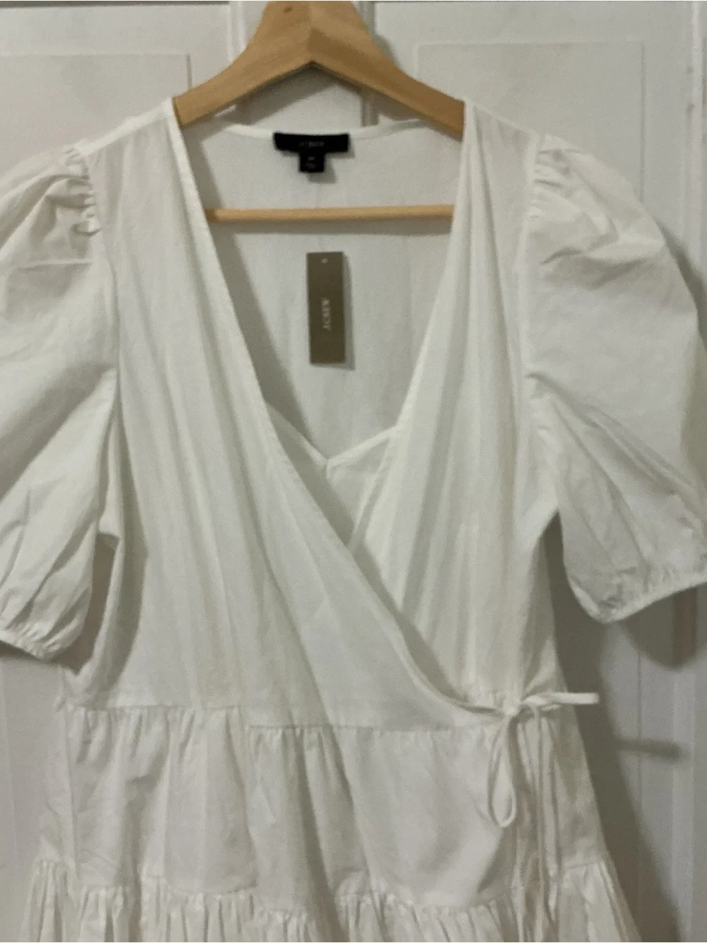 J. Crew Poplin Wrap Dress White Cotton Cottagecore Size PS NWT